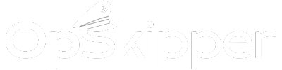 opskipper text logo with captains hat over the S